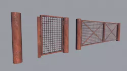 Modular Rusty Fence   Low-poly  3D model