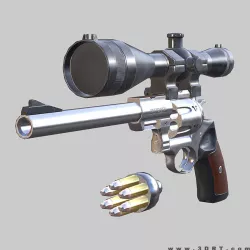 Ruger Redhawk animated pistol Low-poly  3D model