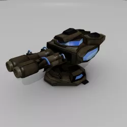 Sci-fi Low-poly Cannon Turret Low-poly  3D model