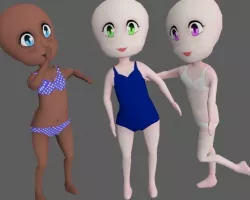 Woman Chibi Low-poly  3D model