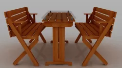 wooden bench Low-poly  3D model