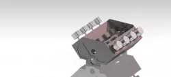 Engine block with pistons