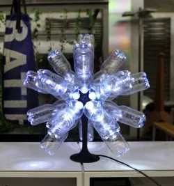 Ikosaeder Christmas star lamp from used plastic bottles