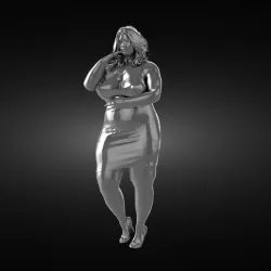 Beautiful chubby lady in sexy dress