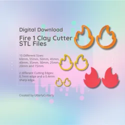 Fire 1 Clay Cutter - STL Digital File Download- 10 sizes and 2 Cutter Versions