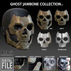 GHOST JAWBONE MASK COLLECTION V5 - CALL OF DUTY - MODERN WARFARE - WARZONE - STL MODEL 3D PRINT FILE