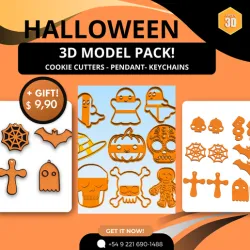 Halloween MEGA PACK - cookie cutter, pendant, keychain 3d models - stl format