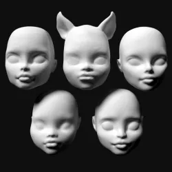 Heads for OOAK doll customizing - compatible with monster high dolls - pack 2