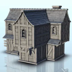 Medieval half-timbered house with flag (6) - Alkemy Lord of the Rings War of the Rose Warcrow Saga