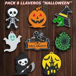 PACK 8 " HALLOWEEN " KEY CHAINS - KEY CHAIN - TERROR