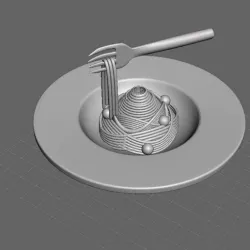 STL FILE - Pasta , plate and fork