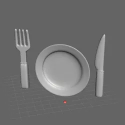 STL FILE - Plate, spoon and fork