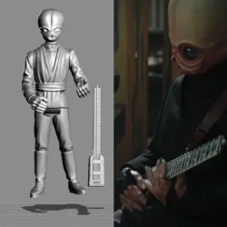 VINTAGE STAR WARS KENNER-STYLE CANTINA BAND GUITAR PLAYER ACTION FIGURE