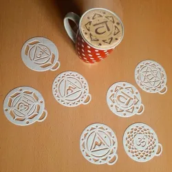 x7 chakras stencil for coffee, cookies, pastry - muladhara, manipura