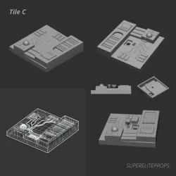 3D STL LOW ALTITUDE Death Star tiles with Bandai Vehicle stand slots