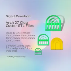 Arch 27 Clay Cutter - Boho Rainbow Shape STL Digital File Download- 10 sizes and 2 Cutter Versions