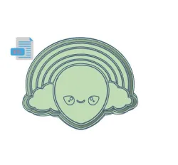 Kawaii Rainbow Alien Cookie Cutter and Stamp set STL FILE