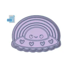 Kawaii Rainbow UFO Cookie Cutter and Stamp STL FILE