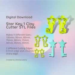 Star Key 1 Clay Cutter - Celestial STL Digital File Download- 9 sizes and 2 Cutter Versions