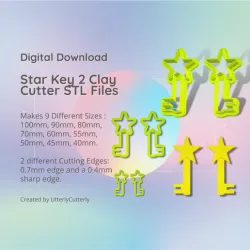 Star Key 2 Clay Cutter - Celestial STL Digital File Download- 9 sizes and 2 Cutter Versions