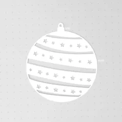 Striped Ornament with Stars, Christmas Tree Ornament, Flat 2D Ornament