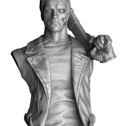 TERMINATOR BUST T-800 3D PRINTABLE STL OBJ ZTL