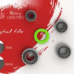 Wreath 2 Christmas Polymer Clay Cutters | Digital STL File | 4 Sizes | 2 Cutter Versions