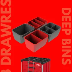 3-Drawer 1-2-3-4 Slot Compartment Bins for Milwaukee PACKOUT