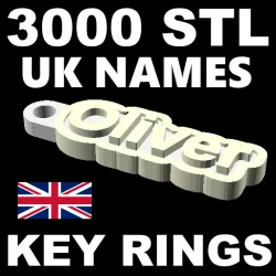 3000 STL FILES OF PERSONALISED KEYCHAINS FOR UK NAMES