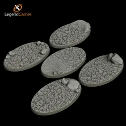 60mmx35mm Cracked Earth Cavalry figure bases - Oval x5  - LegendGames