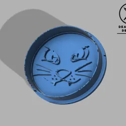 Cat face FONDANT AND COOKIE CUTTER and stamp FOR BAKING