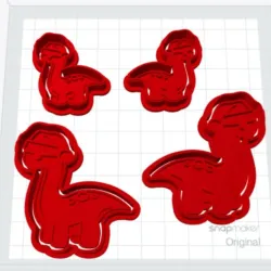 Christmas Longneck Dinosaur Polymer Clay Cookie Cutter Mini