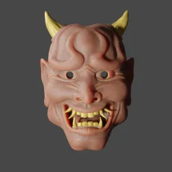 Classic Japanese Oni Mask Stl and Fbx