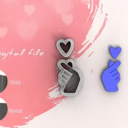 Finger Heart - Korean Heart - Valentine Polymer Clay Cutters | Digital STL File | 4 Sizes | 2 Cutter Versions