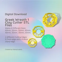 Greek Wreath 1 Clay Cutter - Botanical STL Digital File Download- 8 sizes and 2 Cutter Versions