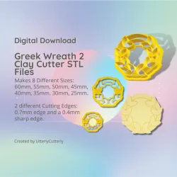 Greek Wreath 2 Clay Cutter - Botanical STL Digital File Download- 8 sizes and 2 Cutter Versions