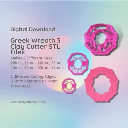 Greek Wreath 3 Clay Cutter - Botanical STL Digital File Download- 8 sizes and 2 Cutter Versions