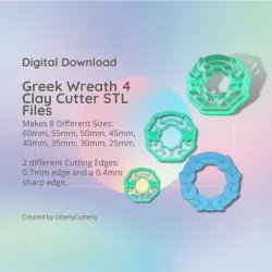 Greek Wreath 4 Clay Cutter - Botanical STL Digital File Download- 8 sizes and 2 Cutter Versions