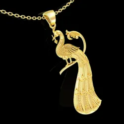Peacock Sculpture pendant jewelry gold necklace medallion 3d print model