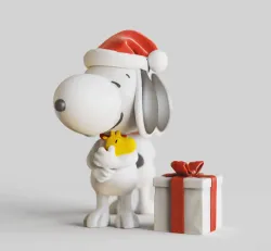 Snoopy-dog- Christmas - canine-standing pose-FANART FIGURINE