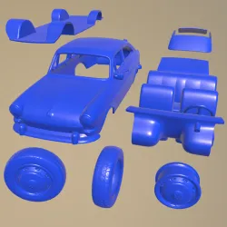 VOLKSWAGEN 1600 TYPE FASTBACK 1965 PRINTABLE CAR IN SEPARATE PARTS