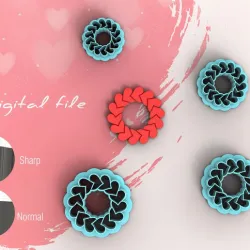 Wreath with Hearts Valentine Polymer Clay Cutters | Digital STL File | 4 Sizes | 2 Cutter Versions