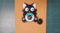 Cat- WC sign  (now with a slot for magnets)