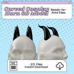 Curved Costume Devil/Tiefling Horns 3D Print File | STL for Cosplay
