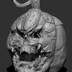 Evil Skull Pumpkin