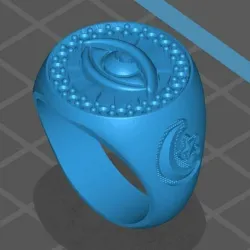 Gentleman's eye ring on the table