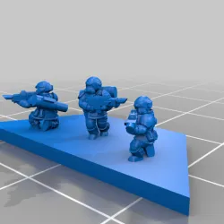 Half-Hex Infantry Stands (3person, Rfl/Rfl+LAW)