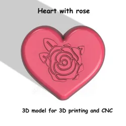Heart with rose Stl File