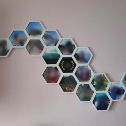 HEXAGON, HEXAFRAME Photo Tiles for Picture Frame Collage Photo, Restickable Wall Art, Family Pix, Wedding Pix, Personalized Family Wall Art