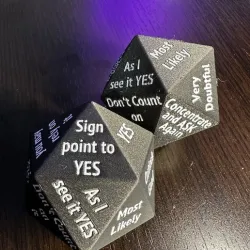 MAGIC EIGHT BALL DICE - 20 SIDED DICE, WITH ACCURATE WORD PHRASING ON ALL SIDES MMU AND NON-MMU